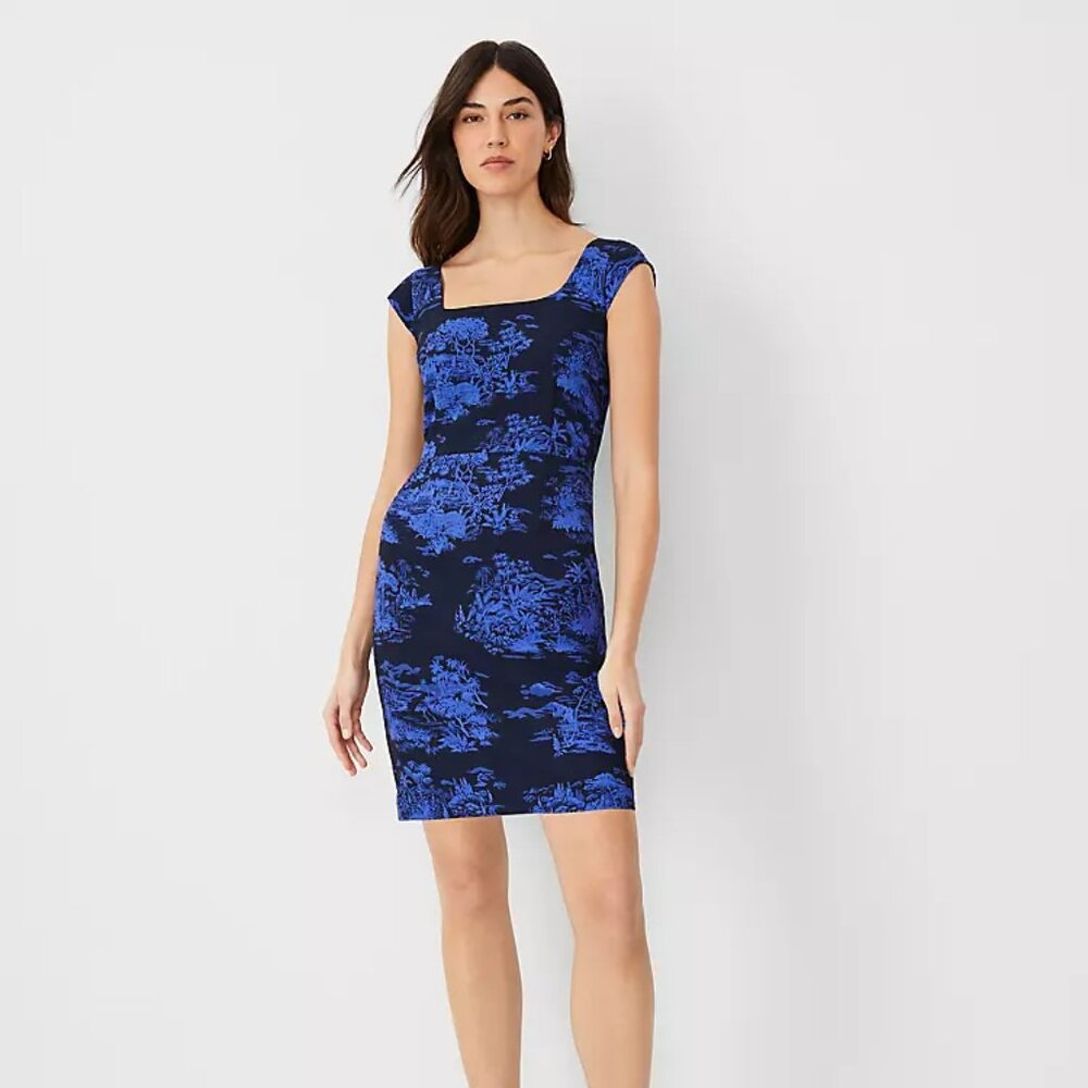 Cap Sleeve Square Neck Sheath Dress